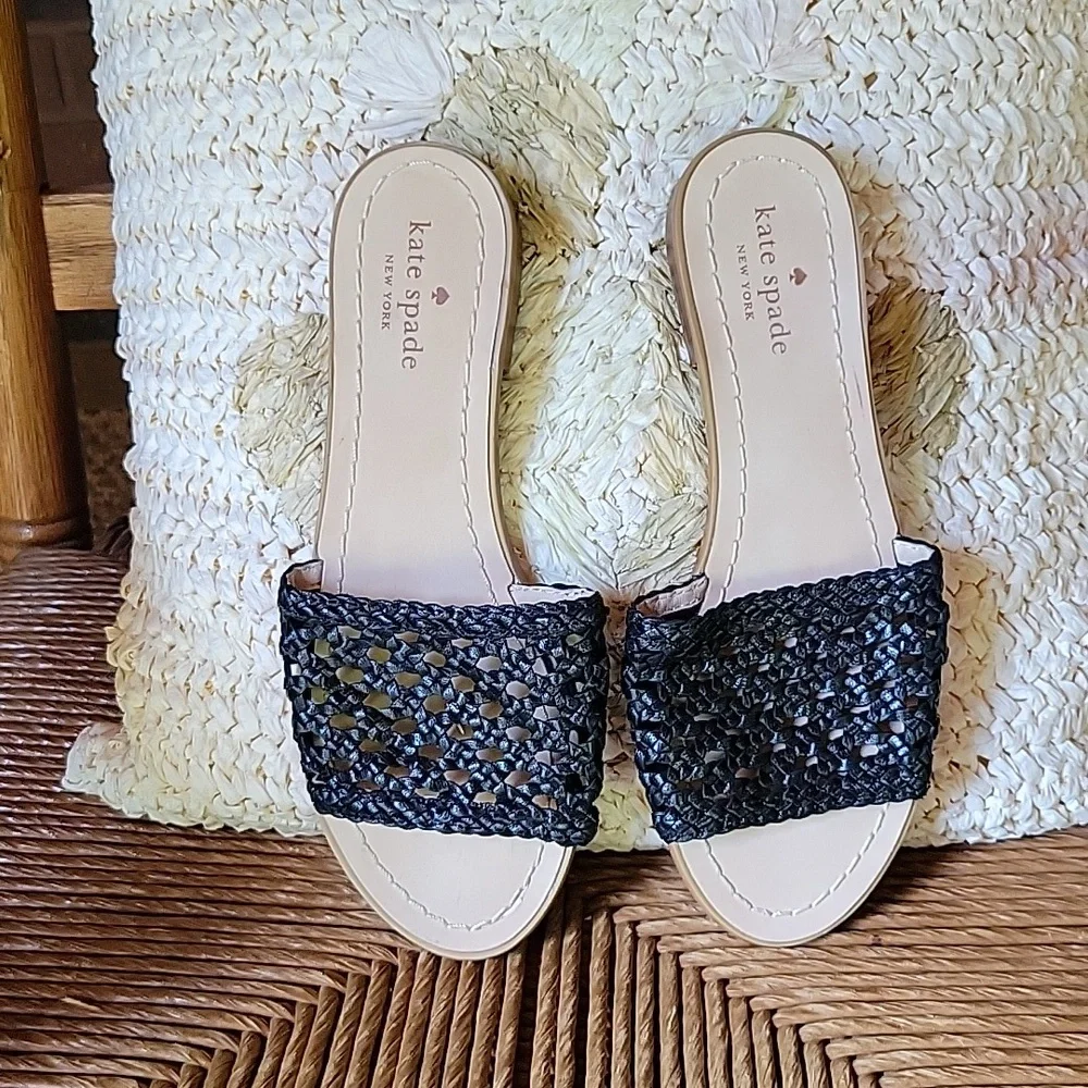 Kate Spade Berlin black woven sandals, size 7.5M